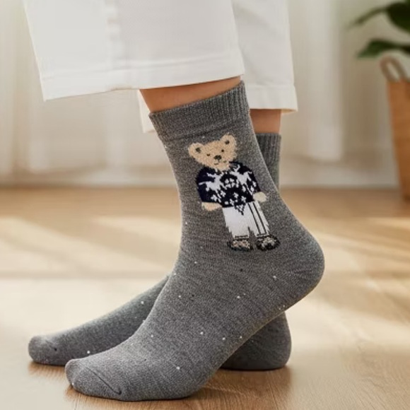 Women's Bear Pattern Casual Socks Multi-Color Set of 5 Wrapables Sweater Winter - Picture 6 of 9